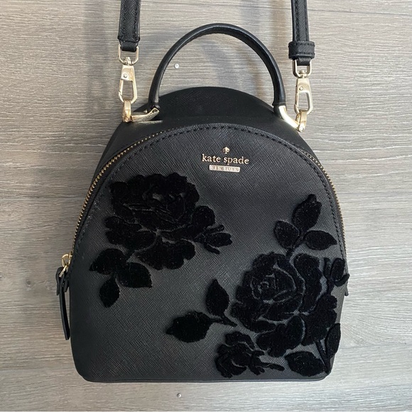 Kate Spade Cameron St Flock Roses Mini Backpack/ Crossbody - Picture 2 of 10